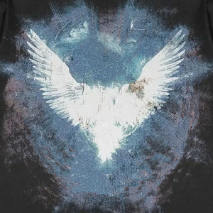 T-shirt graphique oversize pour homme, manches longues superposées, streetwear, imprimé ange, coton, décontracté, tendance, urbain - Product Image 4