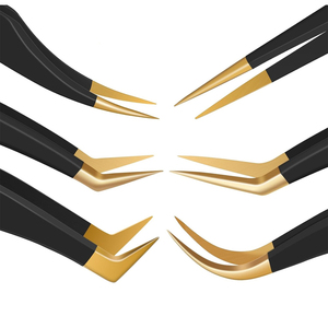Ensemble de pinces à cils professionnelles en acier inoxydable de qualité supérieure, anti-magnétiques, à pointes lisses et droites - Product Image 5