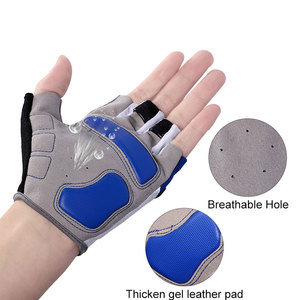 Leather Half <b>Finger</b> Racing Cycling Gloves Non-Slip Breathable Adjustable Wrist <b>Strap</b> Hot Sale Made in Pakistan - Product Image 2