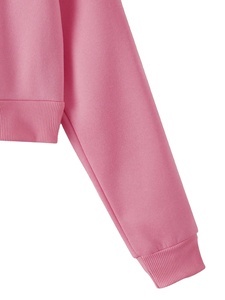 Vente chaude femmes sweats à capuche et sweats recadrés couleur rose unie fermeture éclair décontracté Street Wear coton sweats à capuche vierges en vente - Product Image 3