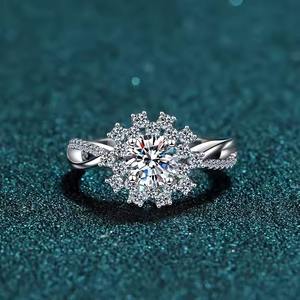 lab grown VVS 925 Sterling Silver Moissanite Diamond <b>Ring</b> Classic Wedding Band Wholesale Boutique Jewelry - Product Image 1