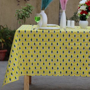 Indian Handmade Modern Block Print 100% Cotton Rectangle <b>Table</b> <b>Cloth</b> Cover Reusable Customizable Home Dining Decor - Product Image 1