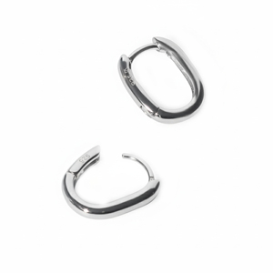 Pendientes de Aro Ovalados Modernos de Plata de Ley 925 con Baño de Oro de 18K, Diseño Geométrico Minimalista para Mujer, Uso Diario, Regalo para Fiestas - Product Image 1