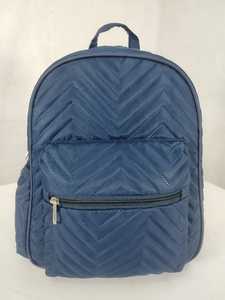Mochila Grande Cuadrada Azul de Poliéster Acolchado con Costuras Chevron, Bolsillo con Cremallera, Ligera, Informal, para la Escuela, Viajes, para Mujer - Product Image 1