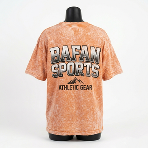 Camiseta de Algodón Grueso de 240 GSM para Mujer, Lavado Ácido, Color Naranja Mineral, con Estampado Gráfico - Product Image 4