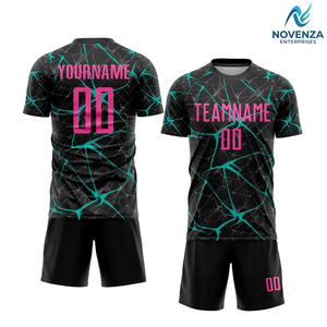 Camiseta de Fútbol con Diseño de Vidrio Agrietado, Uniforme de Fútbol Personalizado por Sublimación de Manga Corta por Novenza - Product Image 1