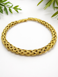 Handmade Brass Hasli <b>Necklace</b> | Gold Plated Open Collar Choker | Traditional Tribal Brass Neckpiece | Adjustable Fashion Jewelry - Product Image 5