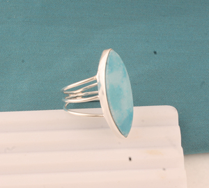 Wholesale Shree Jaipur Silver Larimar Bezel <b>Set</b> Classic Gemstone <b>Ring</b> for Women <b>Men</b> Unisex - Product Image 5