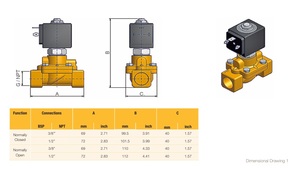 Válvulas solenoides pilotadas Parker Hannifin 2/2 7321 / 7322 para el control de agua, aceite ligero y vapor - Product Image 3