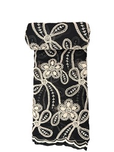 Broderie florale de luxe en gros, style Dori, sur tissu rayonne noir – Travail de fil complexe pour robes - Product Image 4