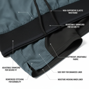 Mens Summer 2 Layers Running Shorts Solid Seamless <b>Elastic</b> Waist Marathon Custom Logo Active Breathable Quick Dry Sports Shorts - Product Image 4