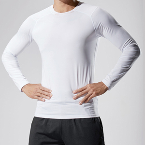 Men's Long Sleeve Compression Shirt Black Slim Fit Quick Dry Sporty O-Neck Base <b>Layer</b> Top Printed Logo Customizable - Product Image 1