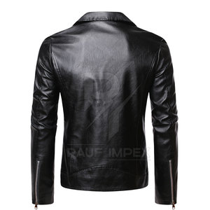 Veste en cuir pour homme, cuir véritable, mode décontractée, classique, moderne, vêtements d'extérieur, veste en cuir pour homme - Product Image 2