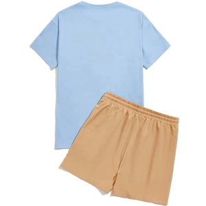 Conjunto de Verano para Hombre, Diseño Moderno, Camiseta de Cuello Redondo con Pantalones Cortos con Cordón, Atuendo Informal Ligero para Uso Diario - Product Image 5