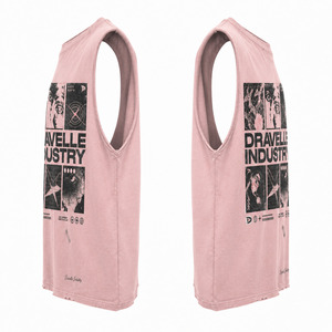 noughties muscle tee Women Oversized Blush Pink Graphic Tank <b>Top</b> Vintage Distressed Cotton Streetwear Shirt <b>Y2K</b> Sleeveless - Product Image 4