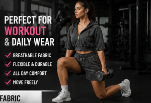 Custom logo Vintage Cotton Acid Wash <b>Zip</b> <b>up</b> Crop Sweatpants and Hoodie Set Streetwear Shorts Sweatsuit Tracksuits for Women - Product Image 4