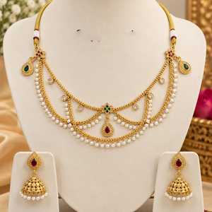 Ensemble collier et boucles d'oreilles pour femme JeweleMarket, plaqué or, avec cristaux et strass, style ethnique, pour mariage, fiançailles, anniversaire, cadeau, fête - Product Image 2