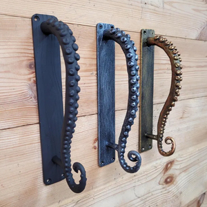 Poignée de porte en forme de tentacule de pieuvre, en fer forgé, style nautique, 3 finitions - Product Image 3
