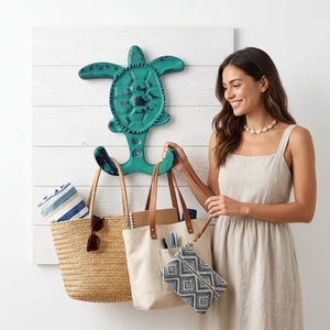Porte-manteau mural en métal en forme de tortue verte marine, double patère, design animalier, style original, résistant à la rouille - Product Image 3