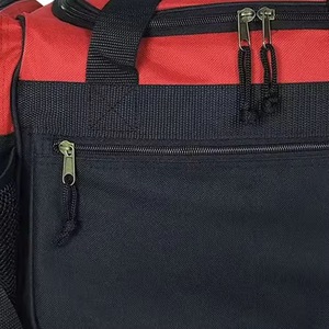 Red And Black 600D <b>Duffel</b> <b>Bag</b> 30-<b>40L</b> With Shoulder Strap And Zipper Pockets - Product Image 6