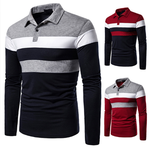 Polo à manches longues pour homme, à blocs de couleur, rayé, tricoté, design décontracté, coupe classique - Product Image 6