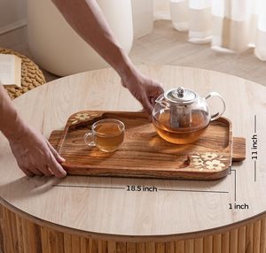Acacia Wood <b>Large</b> Serving <b>Tray</b> with Floral Painted Exclusive Style Decorative for Home and Restaurant Usage for Sell - Product Image 2