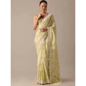 Saree impreso digital con bordado para fiestas Vestidos de carrera - Product Image 5