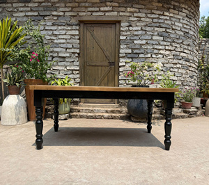 Rustic <b>Brown</b> Recycled Wood Oak <b>Table</b> Furniture for Home Use from VietNam Square Solid Wood Dining <b>Table</b>. - Product Image 2