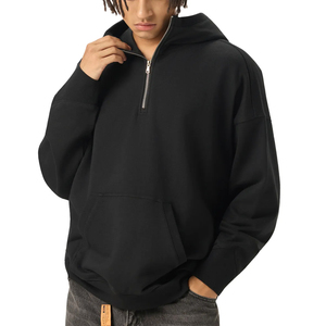 Sweat à capuche personnalisé avec demi-fermeture éclair, vente en gros, hommes, femmes, unisexe, logo brodé, commande en gros, faible MOQ, fournisseur de vêtements sur mesure - Product Image 1