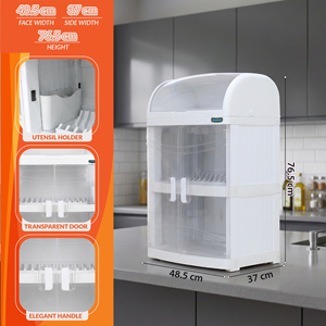 Escurridor de Platos Portátil Milano (3 Niveles) con Puertas Transparentes, Plástico Anti-Rayones e Irrompible, Diseño Moderno, Fácil de Limpiar, para Cocina - Product Image 4