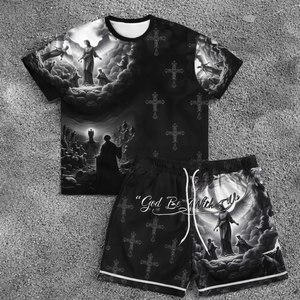 Mens 2026 Summer Streetwear Suit Soft & Breathable 3D Angel Print Casual Set - Product Image 4