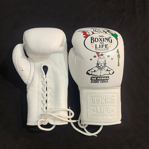 Guantes de Boxeo de Cuero Personalizados OEM, Guantes de Entrenamiento Profesional, Guantes de Sparring con Logotipo Personalizado, Guantes de Boxeo Pitbull Totalmente Blancos con Impresión - Product Image 4