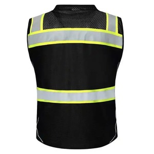 Reflective Safety Vest Black Mesh ANSI Class 1 High Visibility <b>Waterproof</b> Customized Logo <b>Work</b> Wear for Construction Outdoor Use - Product Image 2
