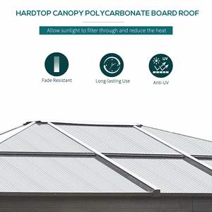 10 'x 12' hardtop หลังคาโพลีคาร์บอเนตโครงอลูมิเนียมศาลากลางแจ้งหลังคาสำหรับสวนหลังบ้านสนามหญ้าดาดฟ้า - Product Image 4