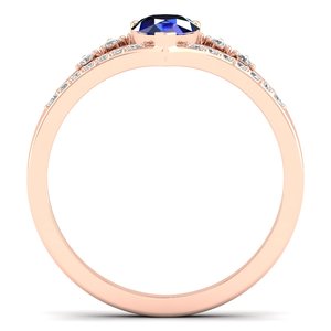 Anillos REYES con Zafiro Azul Corte Pera Clásico de 0.75 Quilates en Plata de Ley 925, Joyería Brillante con Moissanita para Mujer - Product Image 4