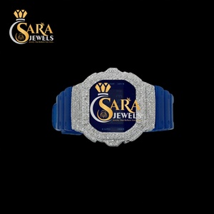 Luxury Antique Cut Moissanite Diamond <b>Watch</b> Leather Strap Quartz Square Dial Limited Edition From India - Product Image 4