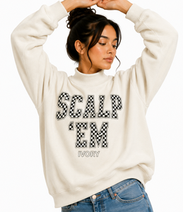 Sweat-shirt à col roulé oversize Scalp 'Em Fashion, uni, avec patchwork de lettres brodées, pull personnalisé unisexe 100% coton - Product Image 1