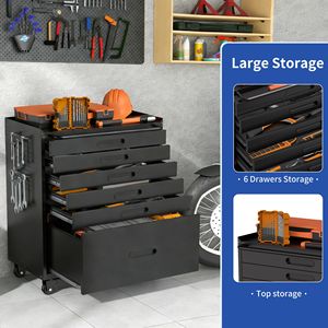 Carrello Portautensili da 87 cm con 6 Cassetti, Armadietto Mobile da Garage Resistente, Design con Tutti i Cassetti per Piccoli Oggetti, Supporto OEM - Product Image 6