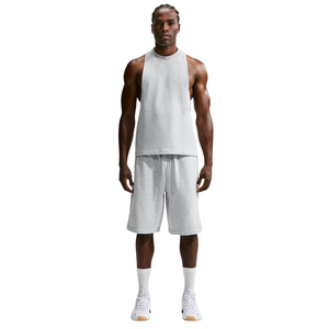 Custom <b>Men's</b> Light Grey Fleece Bermuda <b>Shorts</b> <b>Elastic</b> <b>Waist</b> Drawstring Side Pockets Relaxed Fit Gym Lounge Wear Wholesale <b>Shorts</b> - Product Image 1