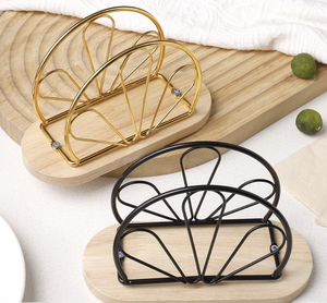 Porte-serviettes noir et or, nouveau, pour la maison, le bureau, la table de restaurant, utilisation décorative, porte-serviettes en métal sur pied. - Product Image 1