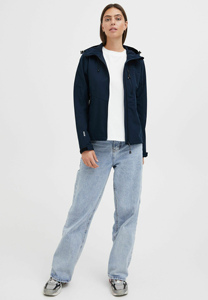 Custom Waterproof Softshell Jacket Women Windproof Outdoor Hooded Sportswear Navy Blue Breathable Full Zip <b>Coat</b> <b>Top</b> - Product Image 5
