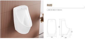 Urinoir mural en céramique pour hommes – Sanitaires modernes pour salle de bain 355X465X135mm SÉRIE RADO - Product Image 2