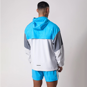 Ensemble de survêtement pour homme en polyester et nylon, veste et short, patchwork, contraste de couleurs, coupe oversize, coupe-vent - Product Image 4