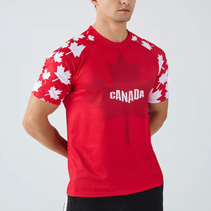 เสื้อฟุตบอลแขนสั้นผู้ชายแบบสั่งทำพิเศษ OEM ODM พิมพ์ลายใบเมเปิ้ล คอกลม แห้งเร็ว ทรงแอธเลติก เหมาะกับทุกฤดูกาล - Product Image 3