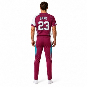 Custom Baseball Uniform Men Full Button Jersey Pants Set Sublimated Moisture Wicking <b>Athletic</b> Wear Team Name 23 - Product Image 2