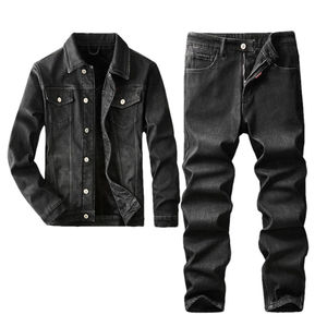 Conjunto de Ropa Exterior para Hombre de Invierno, Estilo Hip Hop, Transpirable, 100% Algodón, Personalizable, Chaqueta y Pantalones de Mezclilla, Venta al Por Mayor, Calidad Premium - Product Image 1