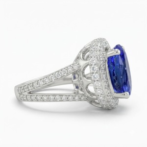 แหวนเพชรทรงรีและทรงกลม 4.80 กะรัต เพาะเลี้ยงในห้องปฏิบัติการ |   3.90 CT หินหลักตรงกลาง |   ทองคำขาว 9k รับรองโดย IGI - Product Image 3