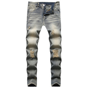 Jean droit pour homme, pantalon en denim classique, coupe décontractée, vêtement décontracté, pantalon en mélange de coton durable, style confortable pour tous les jours - Product Image 1