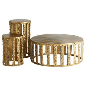 Casting Texture Modern Coffee Table <b>Large</b> Size High Standard Quality Metal Made Luxury Home Furniture in Golden Color - Product Image 1