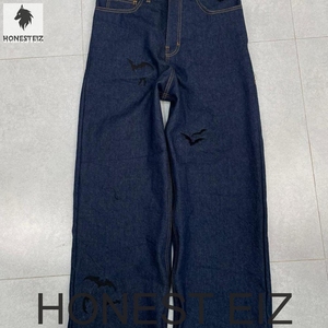 Honest Eiz <b>Men's</b> High Waist Ripped Canvas Breathable Lightweight Casual Regular Fit Stonewashed Zipper Fly Jeans 100% Cotton - Product Image 3